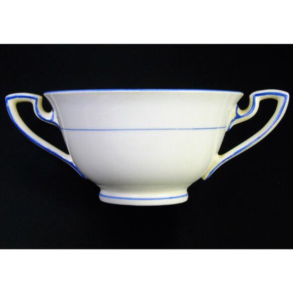 Royal Worcester PORTIA 1922 CREAM SOUP CUP BOWL Double Handle Fruit Cameo Scroll - Picture 3 of 9